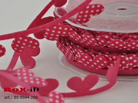 Lovely dot hearts 206  fuchsia/wit 25 mm x 15 m